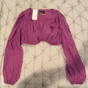 Vici Wander Yonder purple long sleeve crop top
